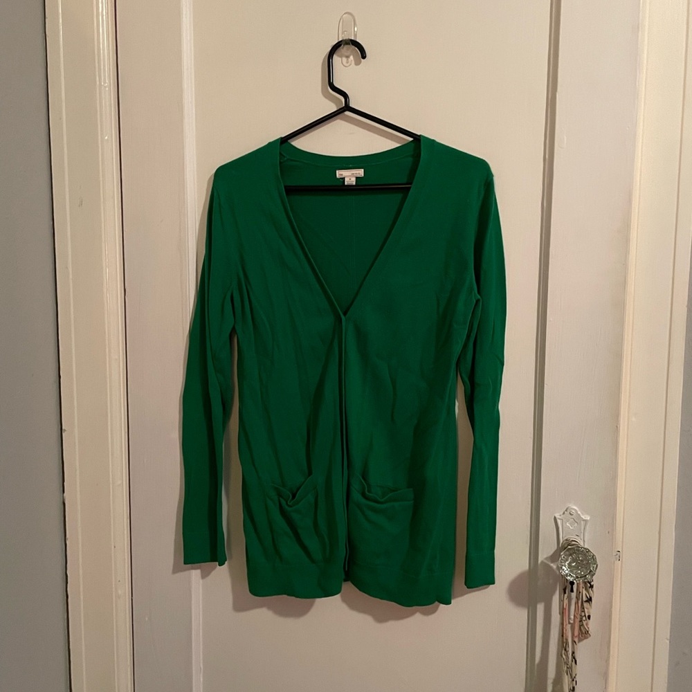 GAP cotton silk blend button down pocket cardigan Kelly green size M